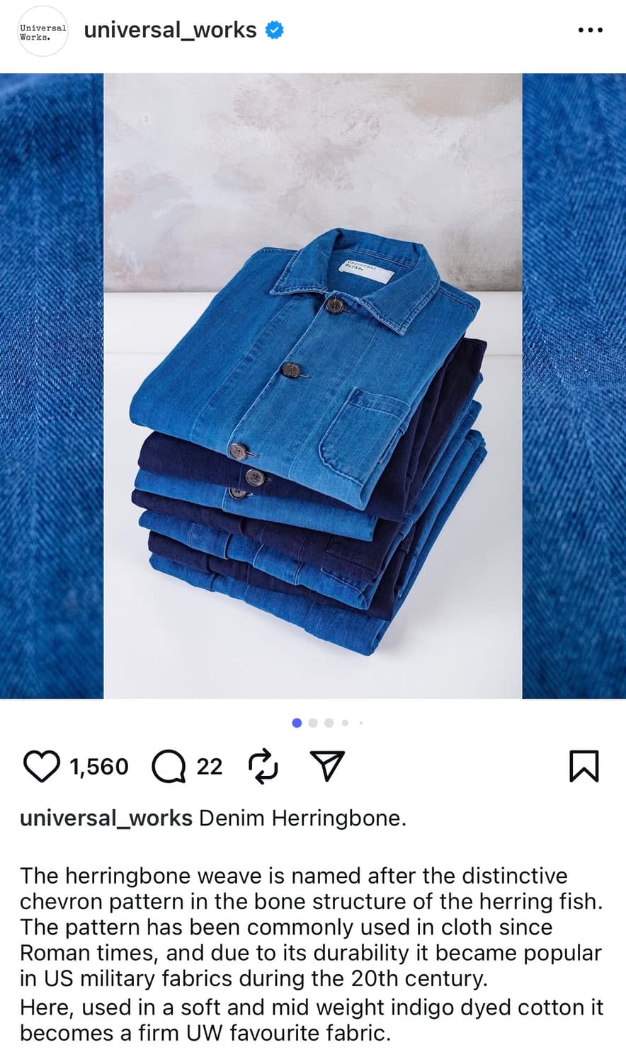 유니버셜웍스 헤링본 데님 트레베일 오버셔츠 (M) 상품이미지7