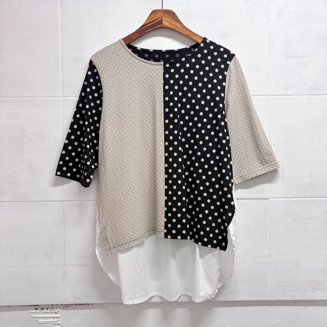 Respighi 도트 패치워크 언발 탑 JPN 상품이미지1