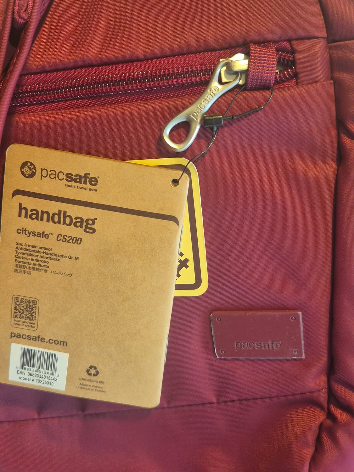 (새상품)pacsafe 팩세이프 호보백 버건디 가방/도난방지 여행용 상품이미지5