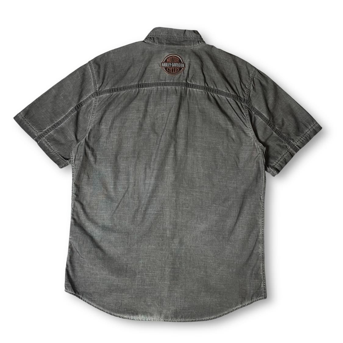 할리데이비슨 그레이 코튼 투포켓 자수 패치 반팔 셔츠 L 상품이미지2
