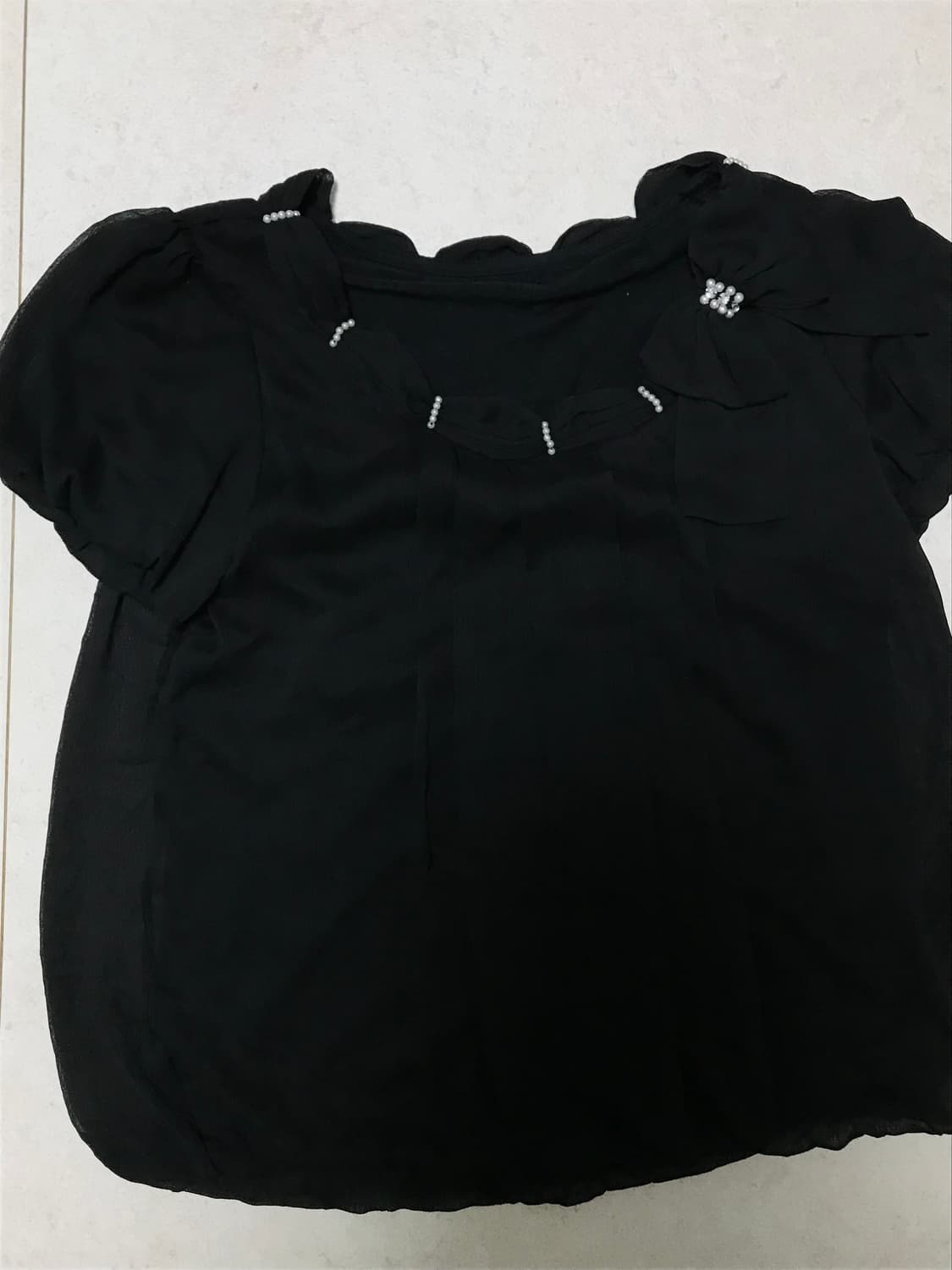 빈티지 대장 갸루 히메갸루 블랙 리본 블라우스 로걀 상품이미지3