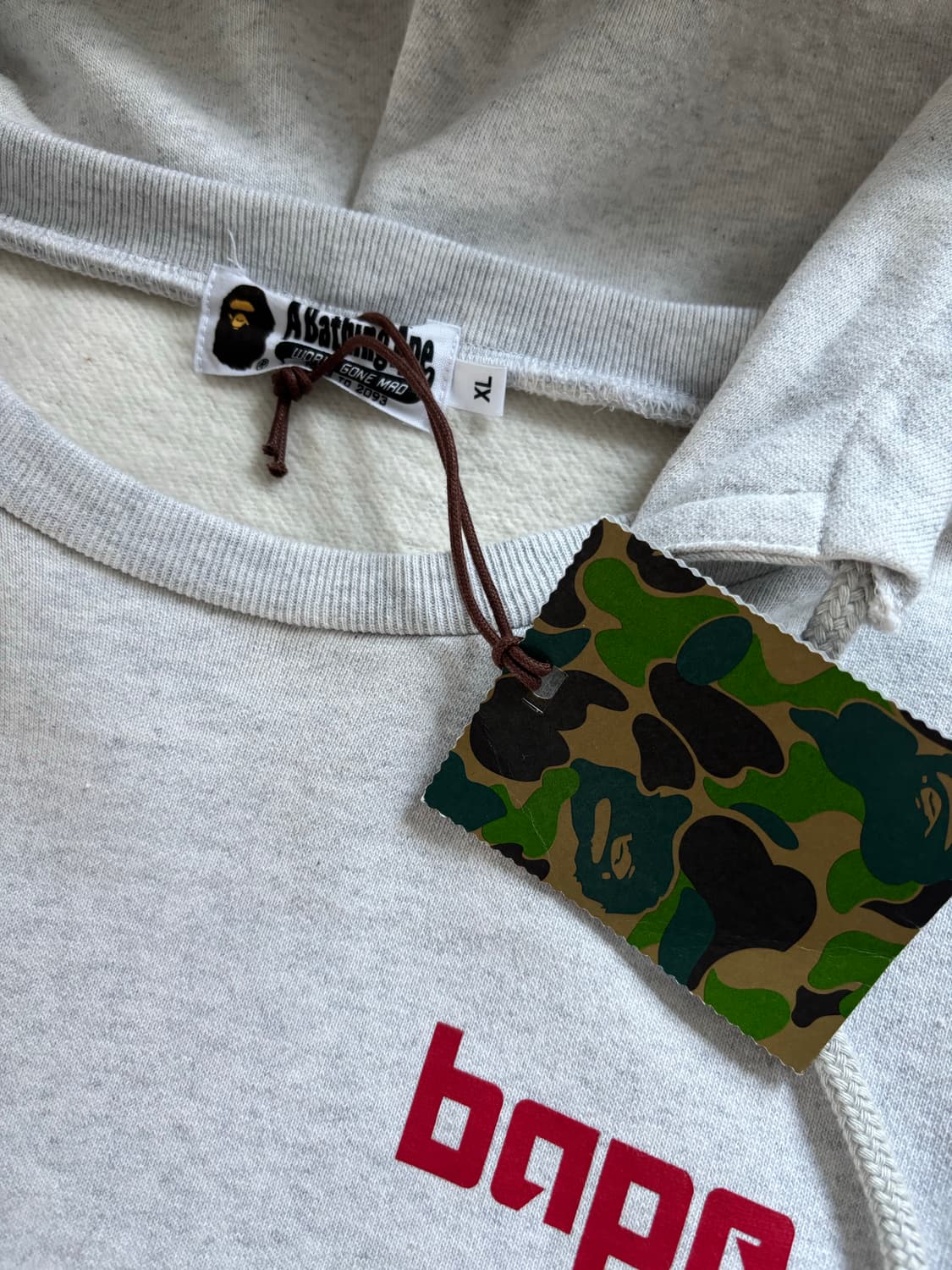 (미사용) Bape 베이프 멜란지그레이 풀오버 백프린팅 애프터 후드  상품이미지6