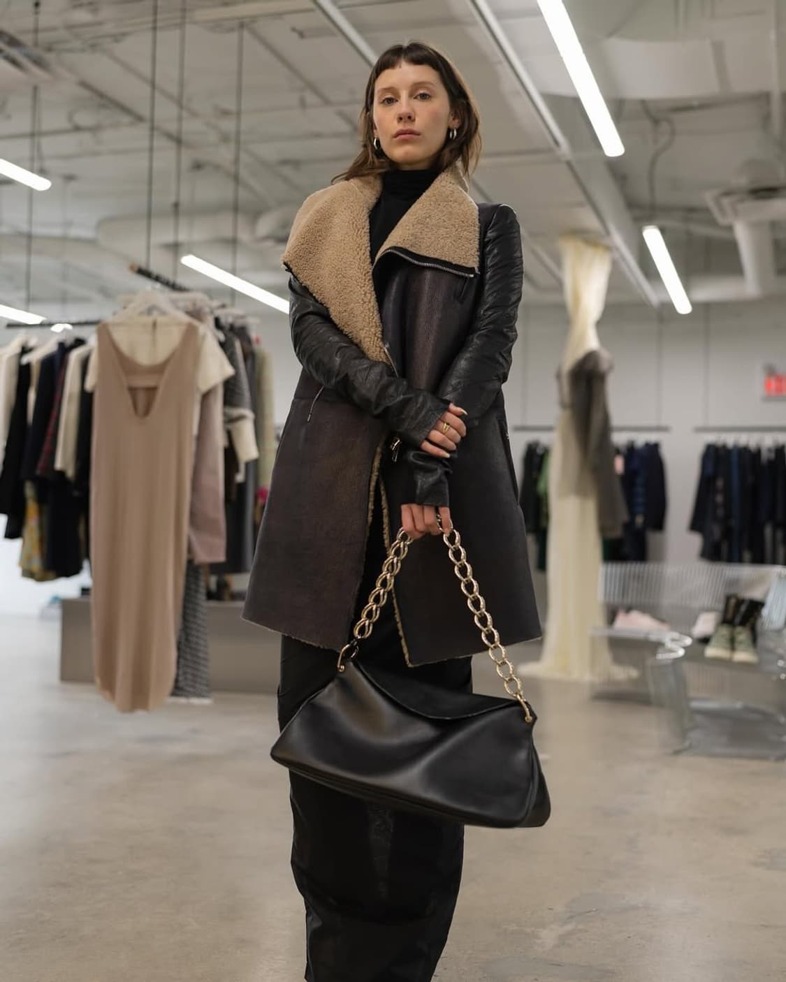 릭오웬스 10FW 하이넥 램스킨 시어링 무스탕 코트 상품이미지9