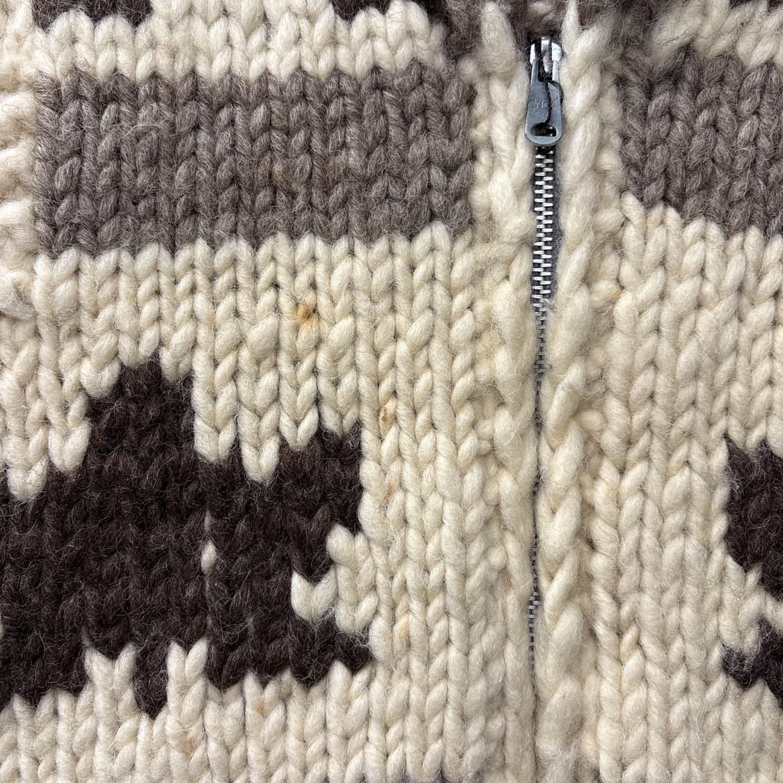 80s YKK 지퍼 단풍 썬더버드 패턴 헤비울 코위찬 베스트 N105 상품이미지5