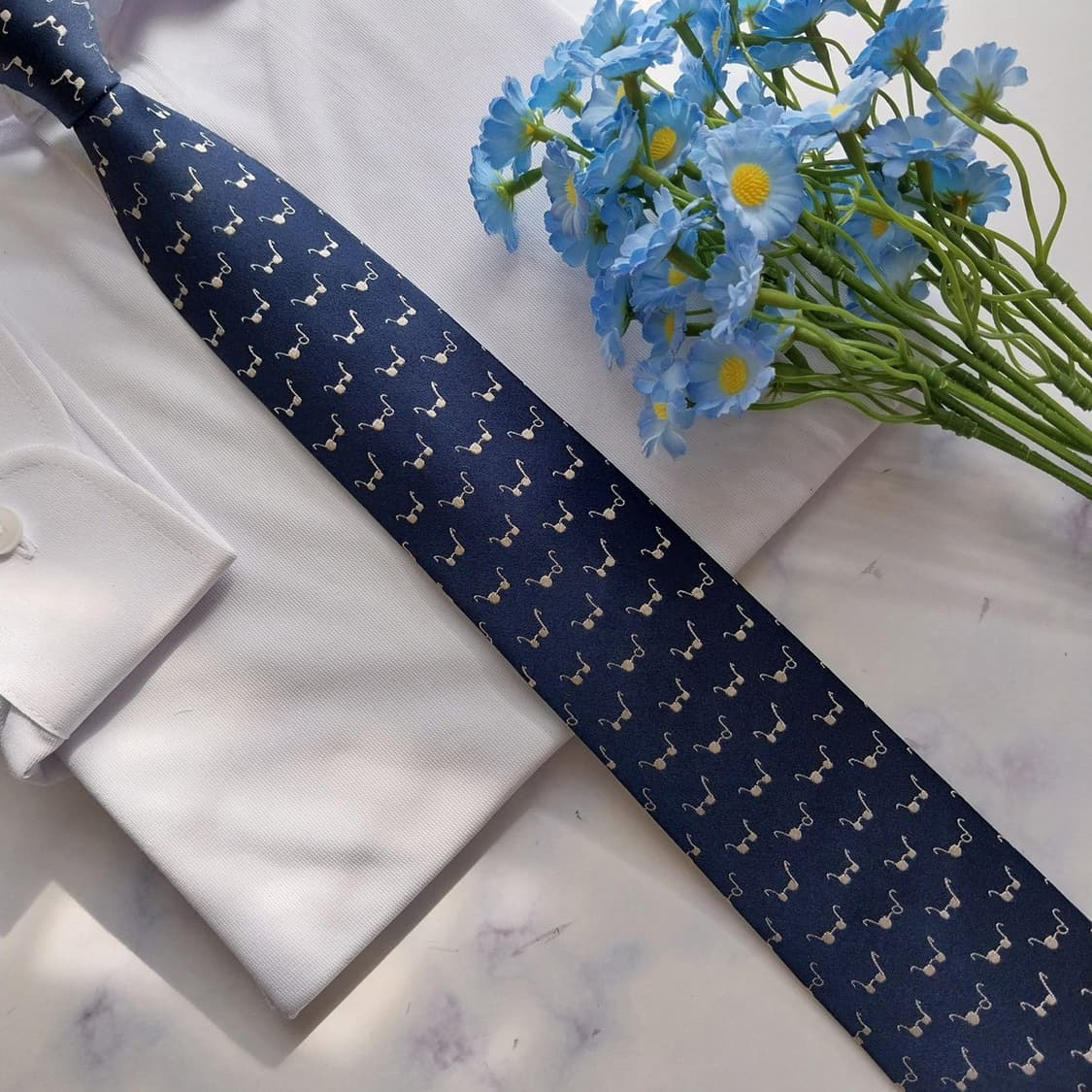 티아이포맨 실크 네이비 안경 자수 넥타이 6.5cm A+등급 K2395 상품이미지6