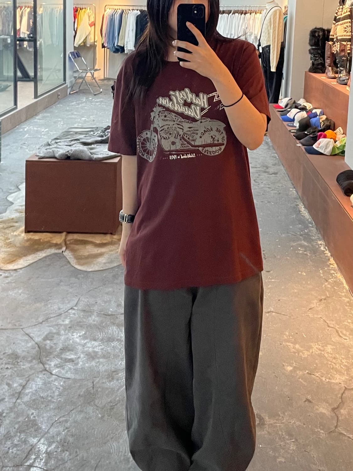 할리데이비슨 빅프린팅 브라운 반팔 H663 상품이미지1