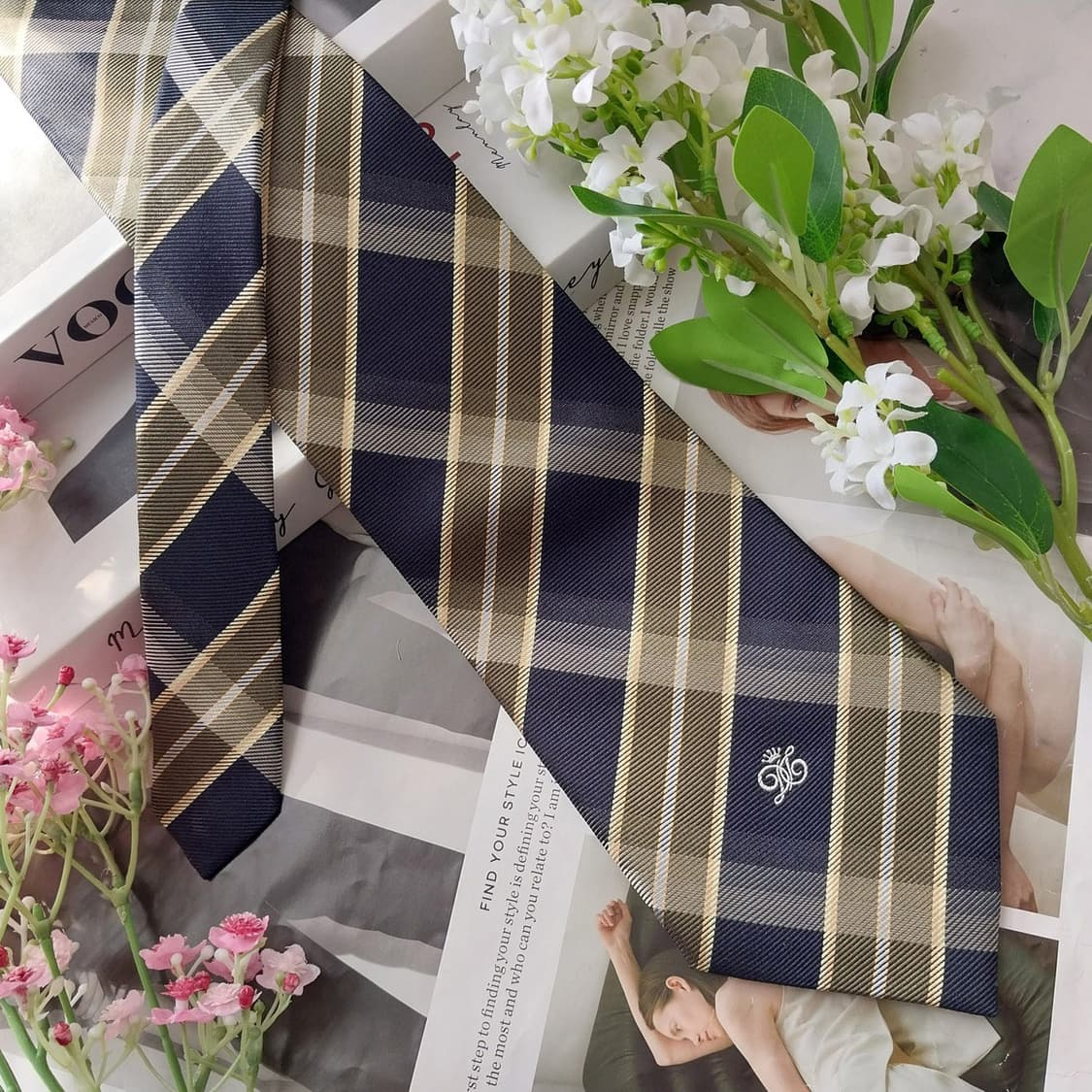 닥스 실크 네이비 체크 넥타이 9.8cm A+등급 K2072 상품이미지2