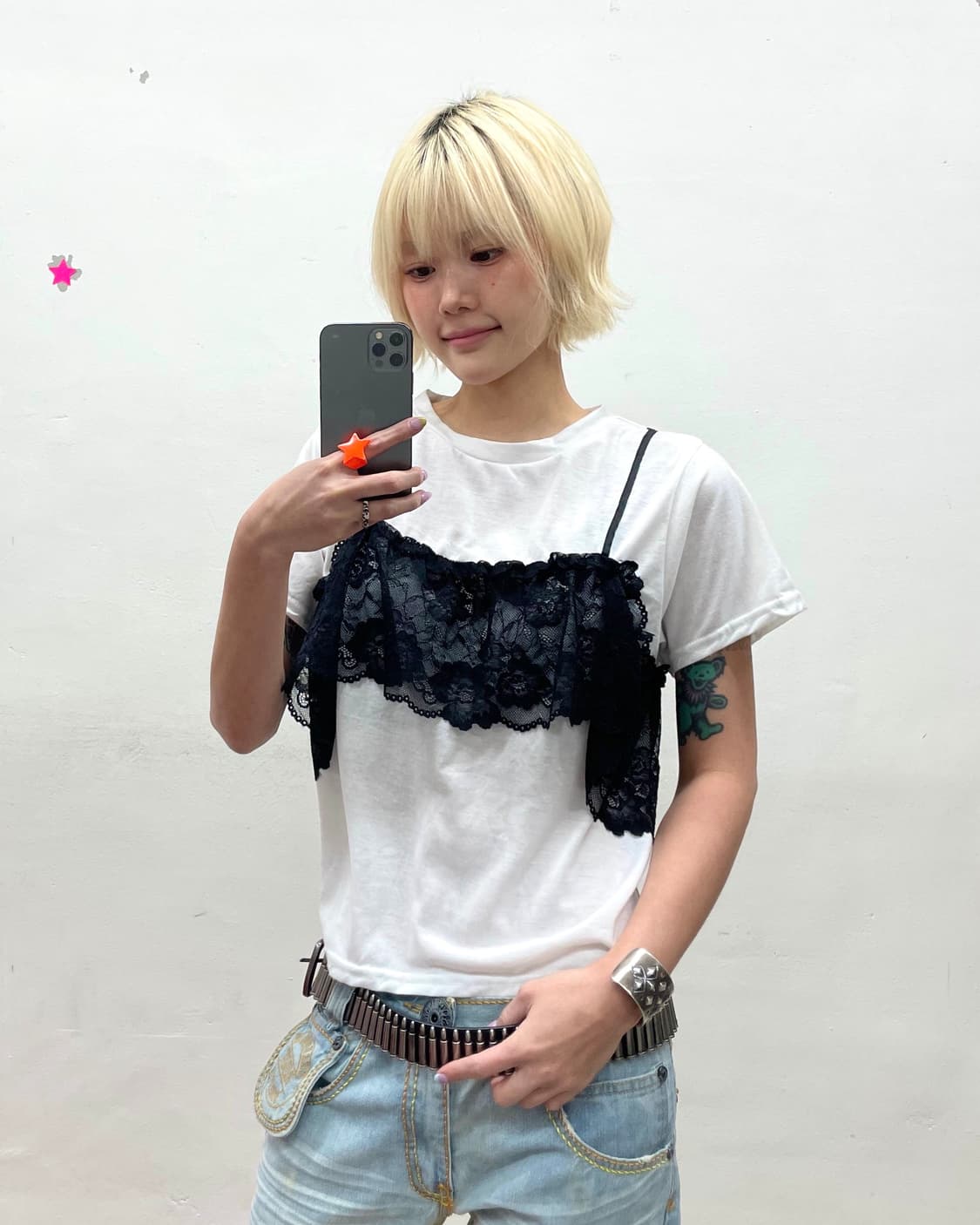 Lace Bra Top T-shirt 상품이미지1