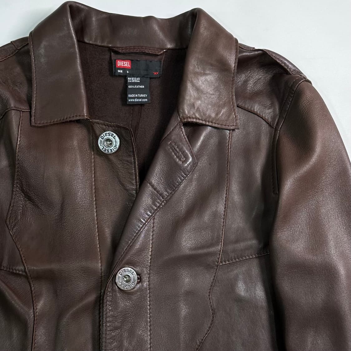 디젤 언발란스 레더 코트  상품이미지3