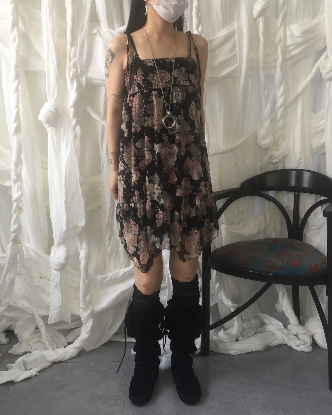 Rosa cheri flower pattern sleeveless one 상품이미지8