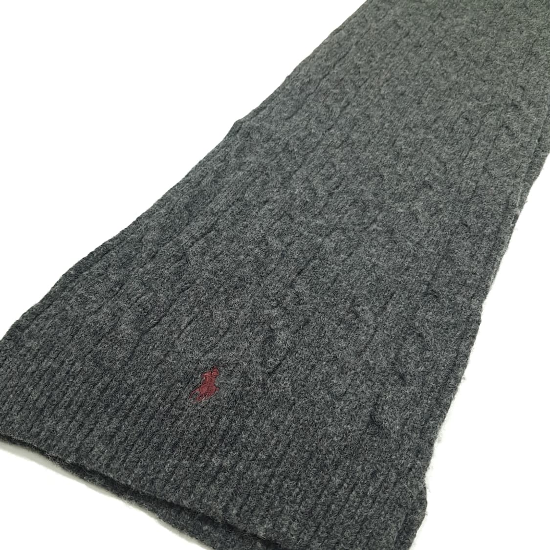 MX283 폴로 랄프로렌 차콜그레이 램스울 케이블 니트 목도리 머플러 상품이미지2