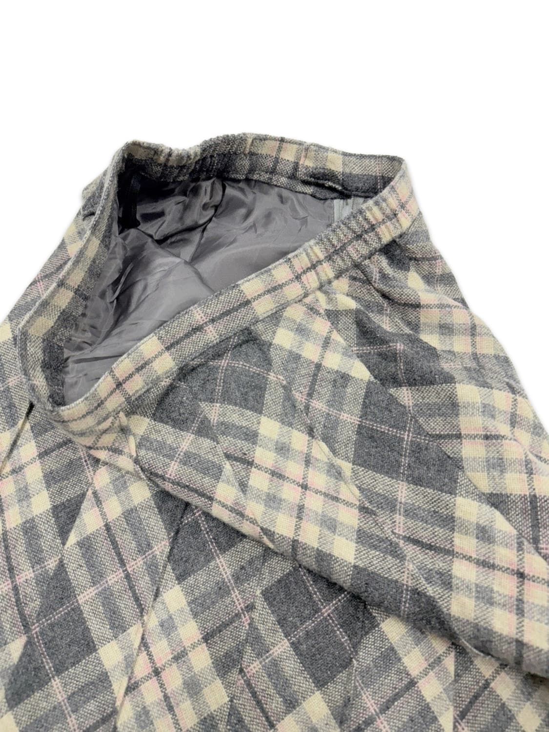 빈티지 아이보리 그레이 체크 플레어 미디 스커트 상품이미지4