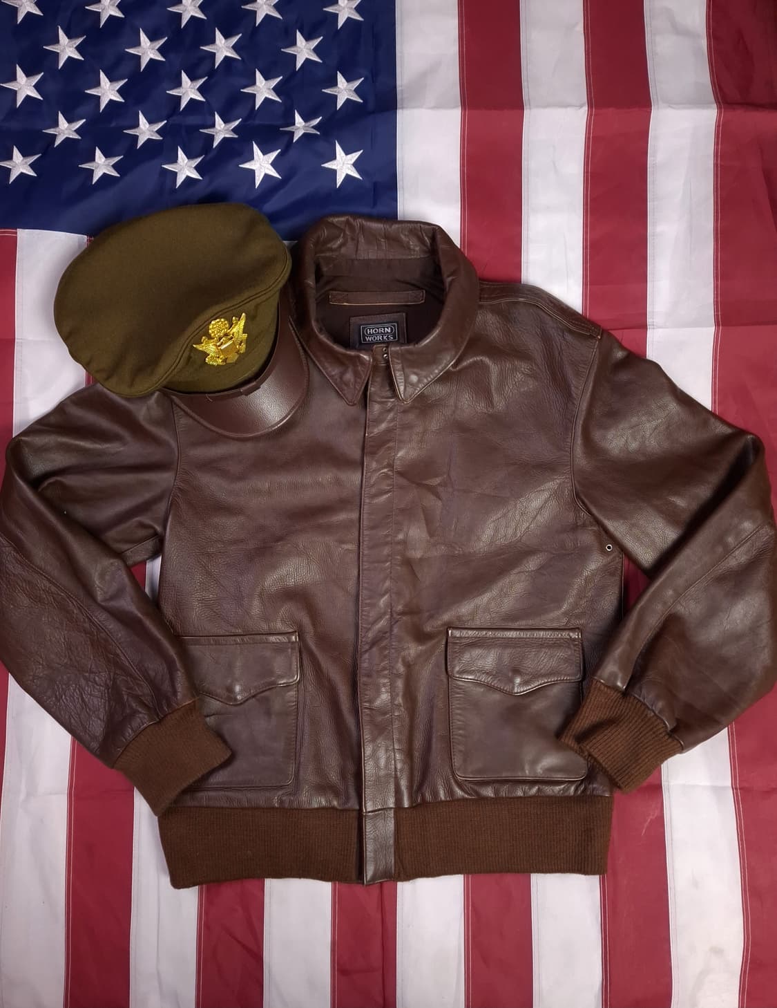 새제품급 오리지날 일본 HORN WORKS 미공군A-2 리얼레더 항공자켓 상품이미지1