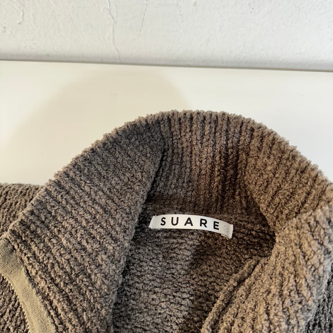M 수아레 스모크카키 타월 니트집업 상품이미지4