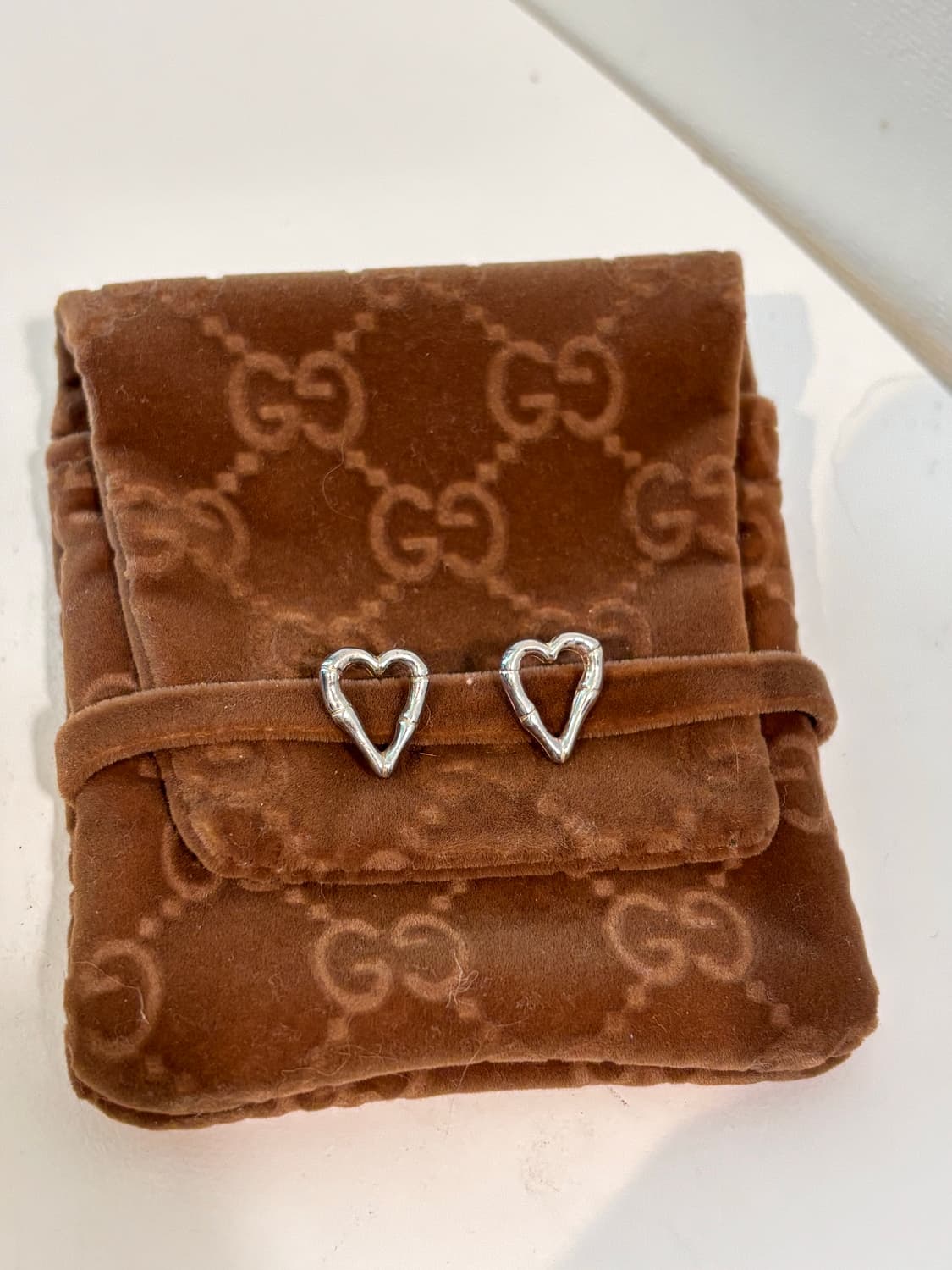 Gucci 구찌 925 실버 뱀부 하트 이어링 (빈티지) 🖤 상품이미지1