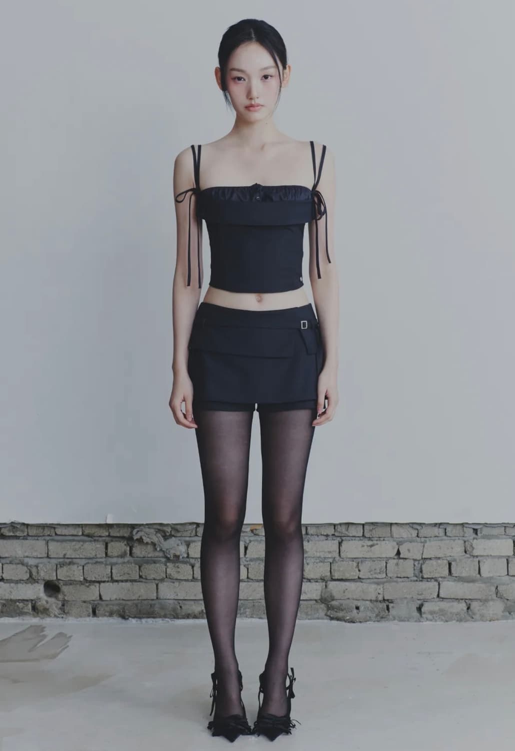 페인오어플레져 하트 리본 탑 HEART RIBBON TOP charcoa 상품이미지2