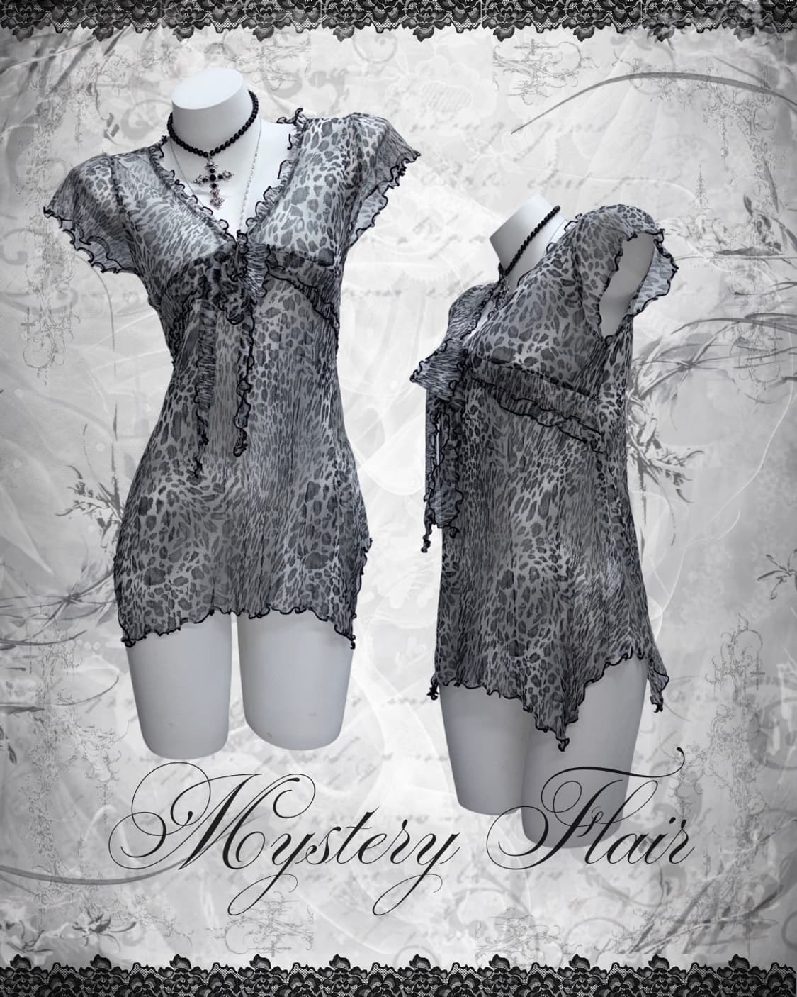 로맨틱고스 무채색 호피 프릴 다크페어리 3피스 세트🖤🧚 상품이미지9