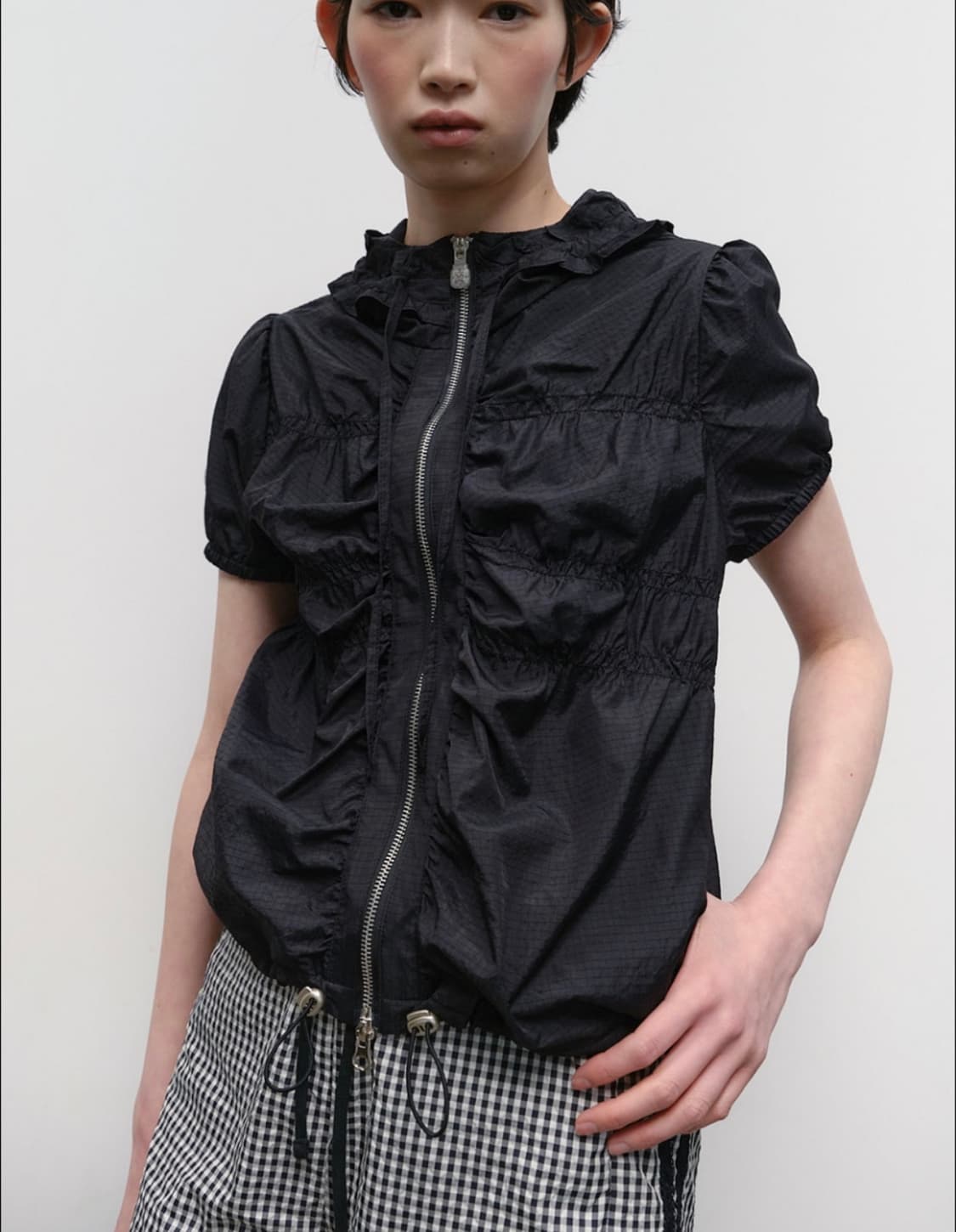 타입서비스 ruffled shirring windbreaker 블랙 상품이미지1