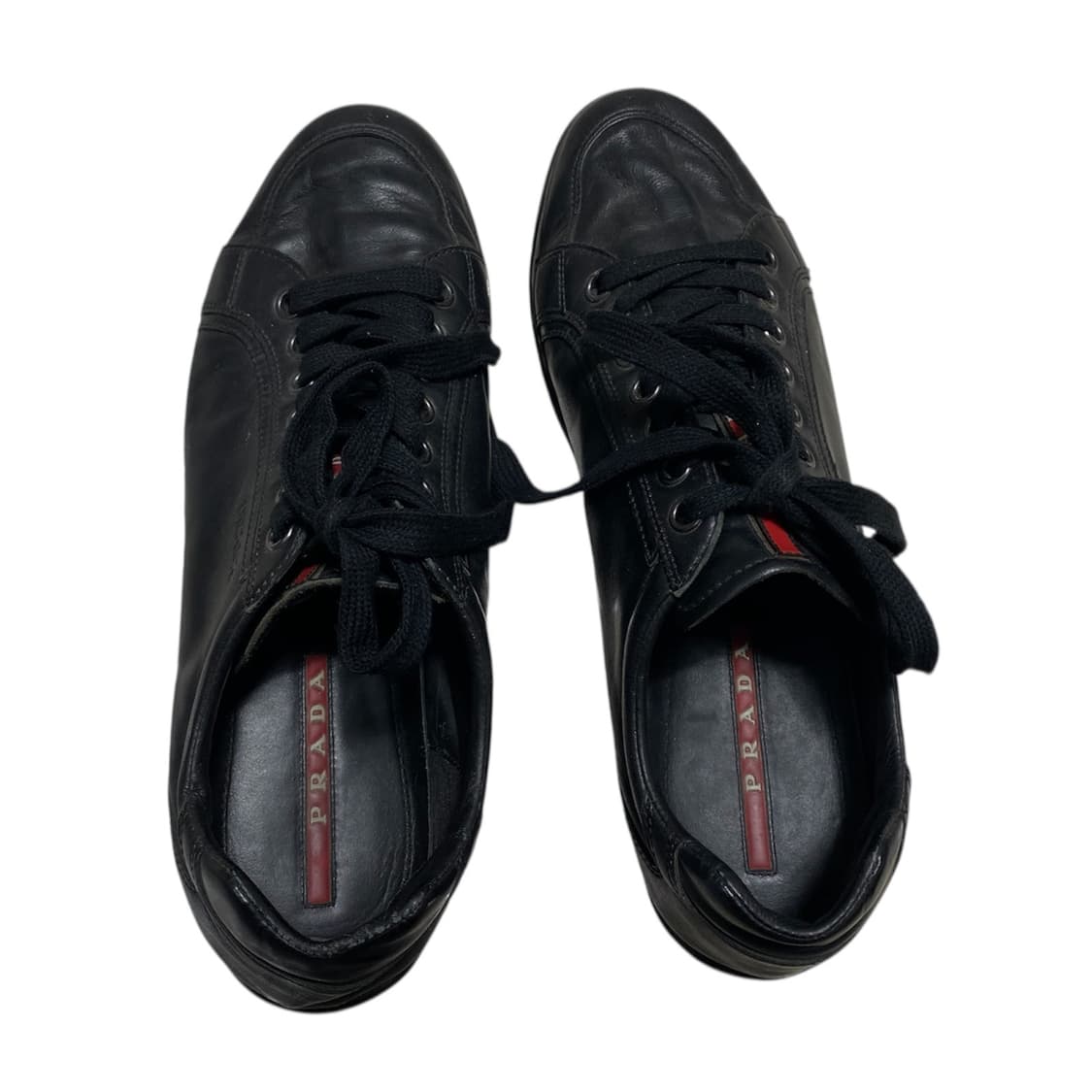 [44] 프라다 스포츠 로고 블랙 레더 스니커즈  상품이미지4