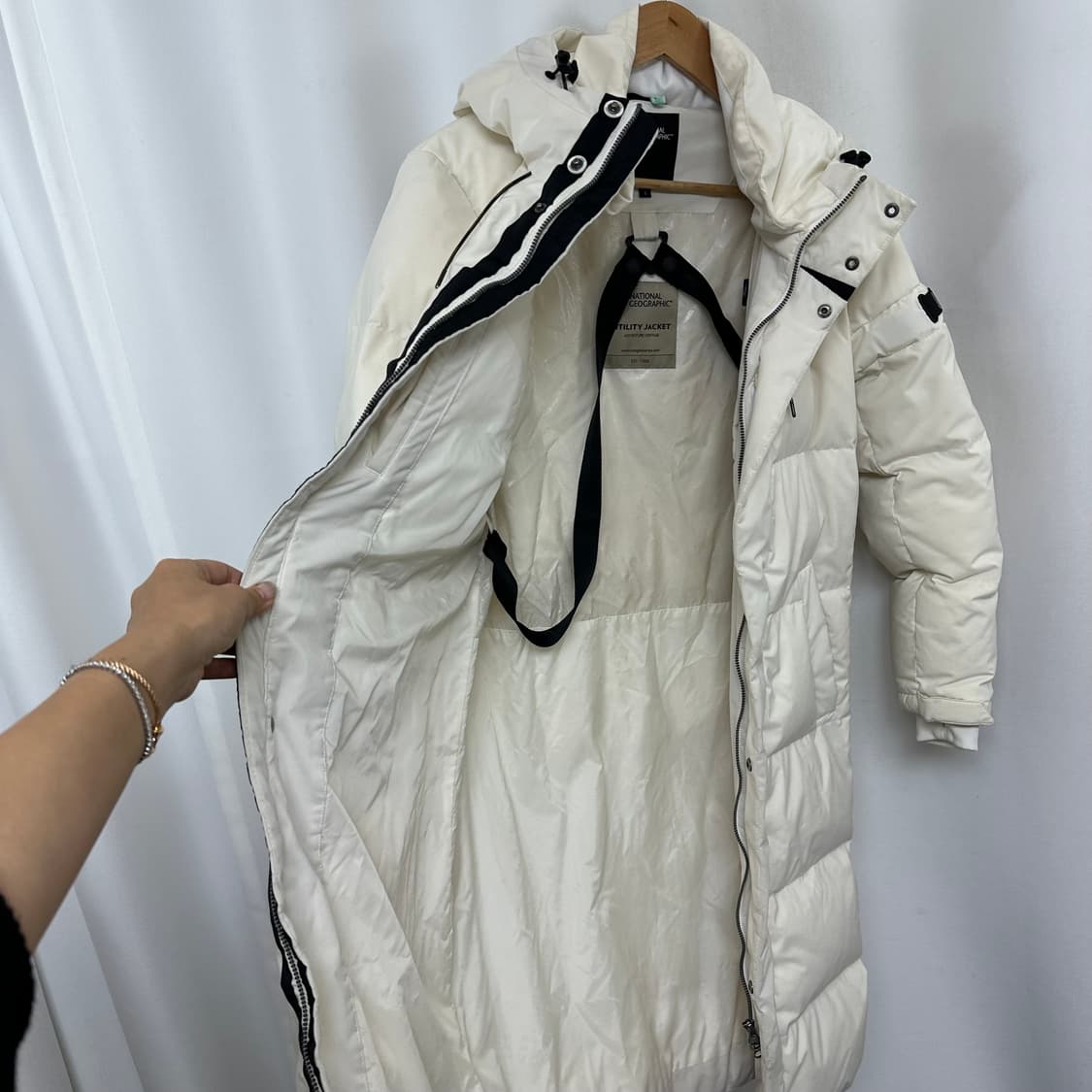   네셔널지오그래픽 공용 롱패딩 오리털 아이보리 S 상품이미지2