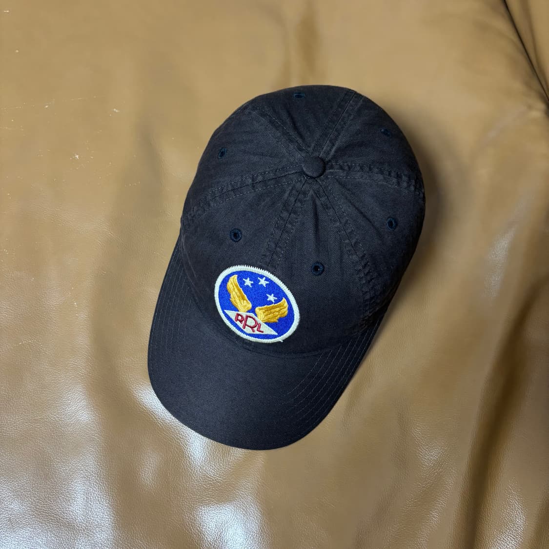 RRL 더블알엘 랄프로렌 폴로 윙로고 6패널 볼캡 모자 워시드 블랙 상품이미지5