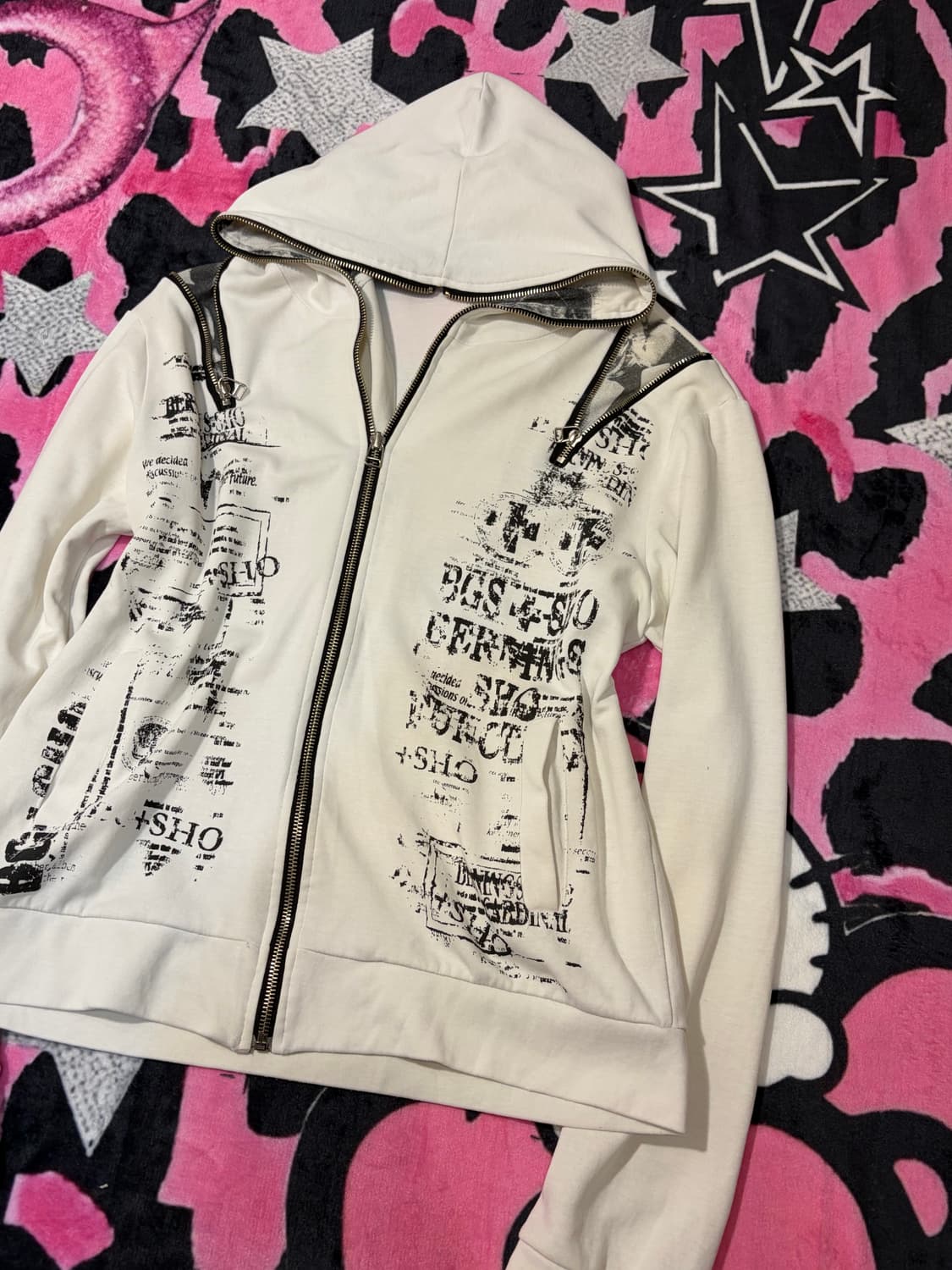 Y2K lettering zipper detail hoodie-zip 상품이미지10