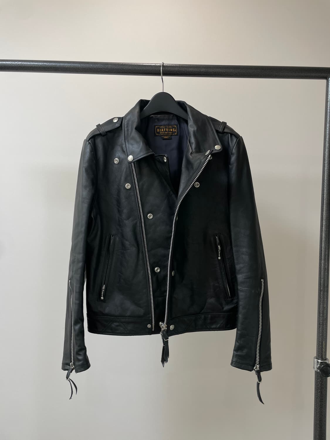 (S) 디아프바인 스티어하이드 소가죽 라이더 자켓 상품이미지4