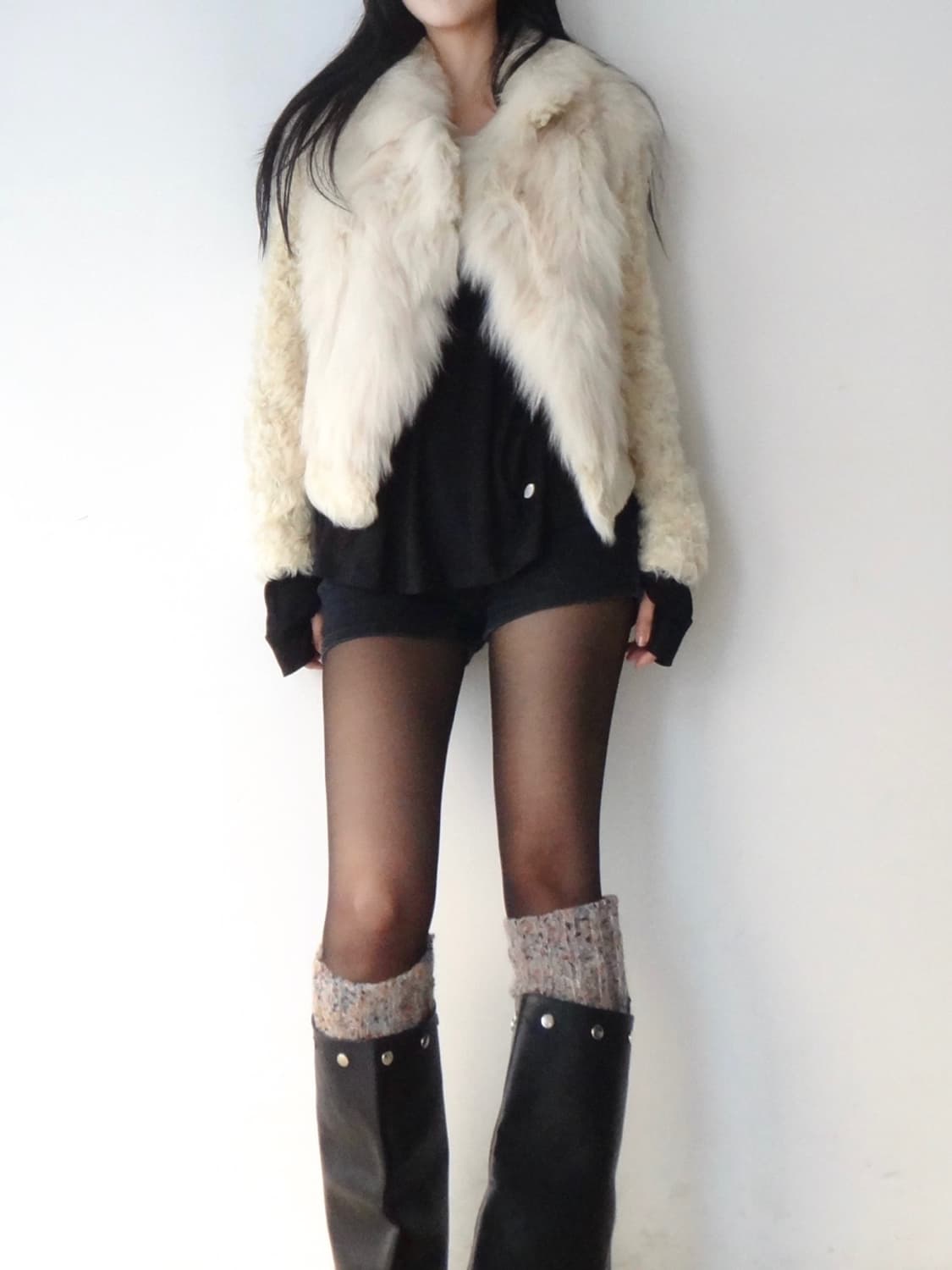 Curly fur strap jacket / ivory 상품이미지7