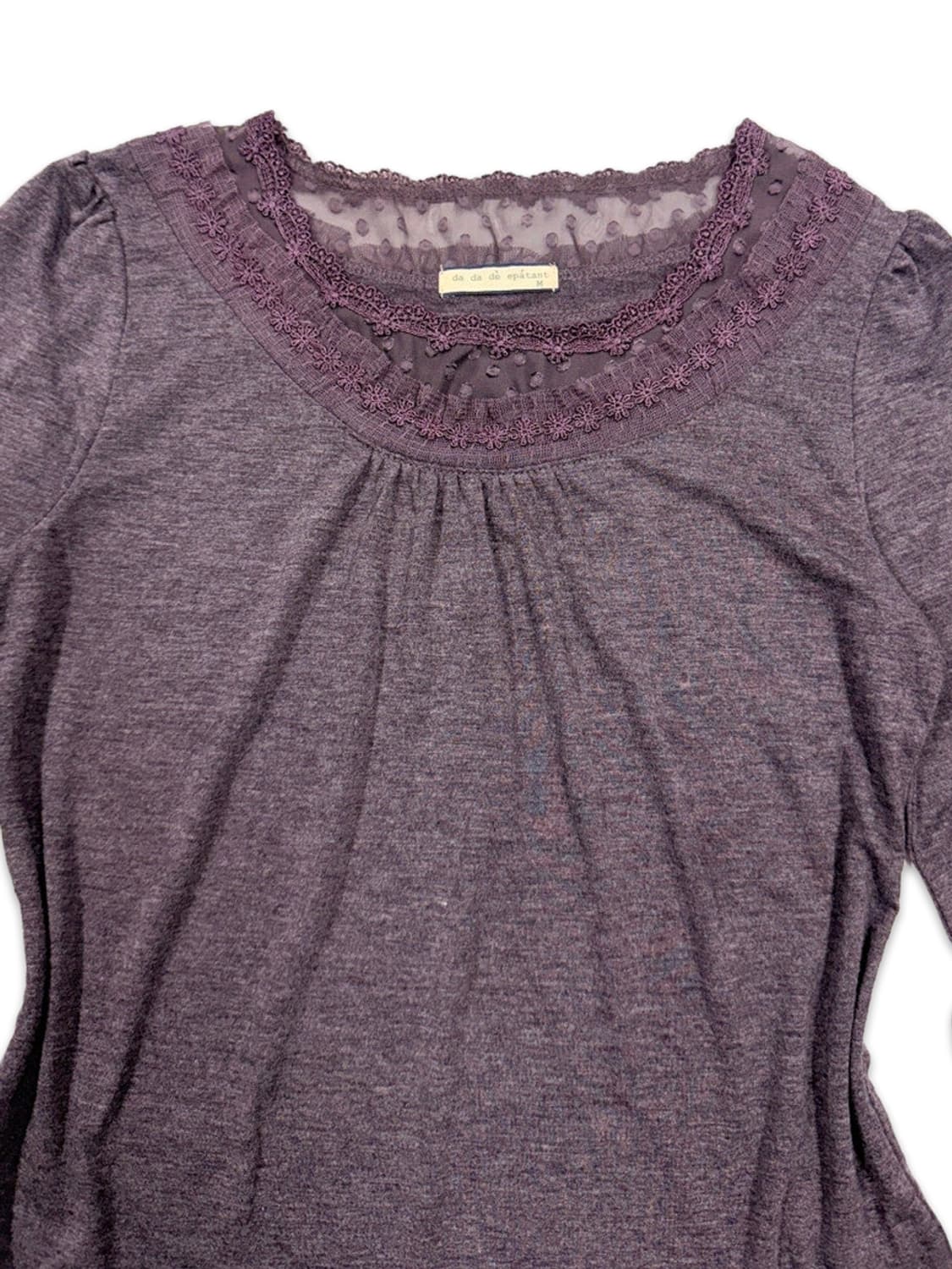 빈티지 da da de epatant 레이스 도트 모리 긴팔티 상품이미지3