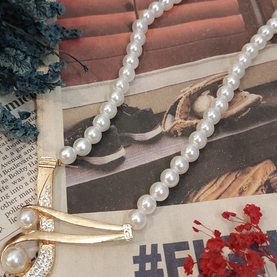 90s 프랑스 빈티지 목걸이 음표 진주 목걸이 진주 팬던트 상품이미지5