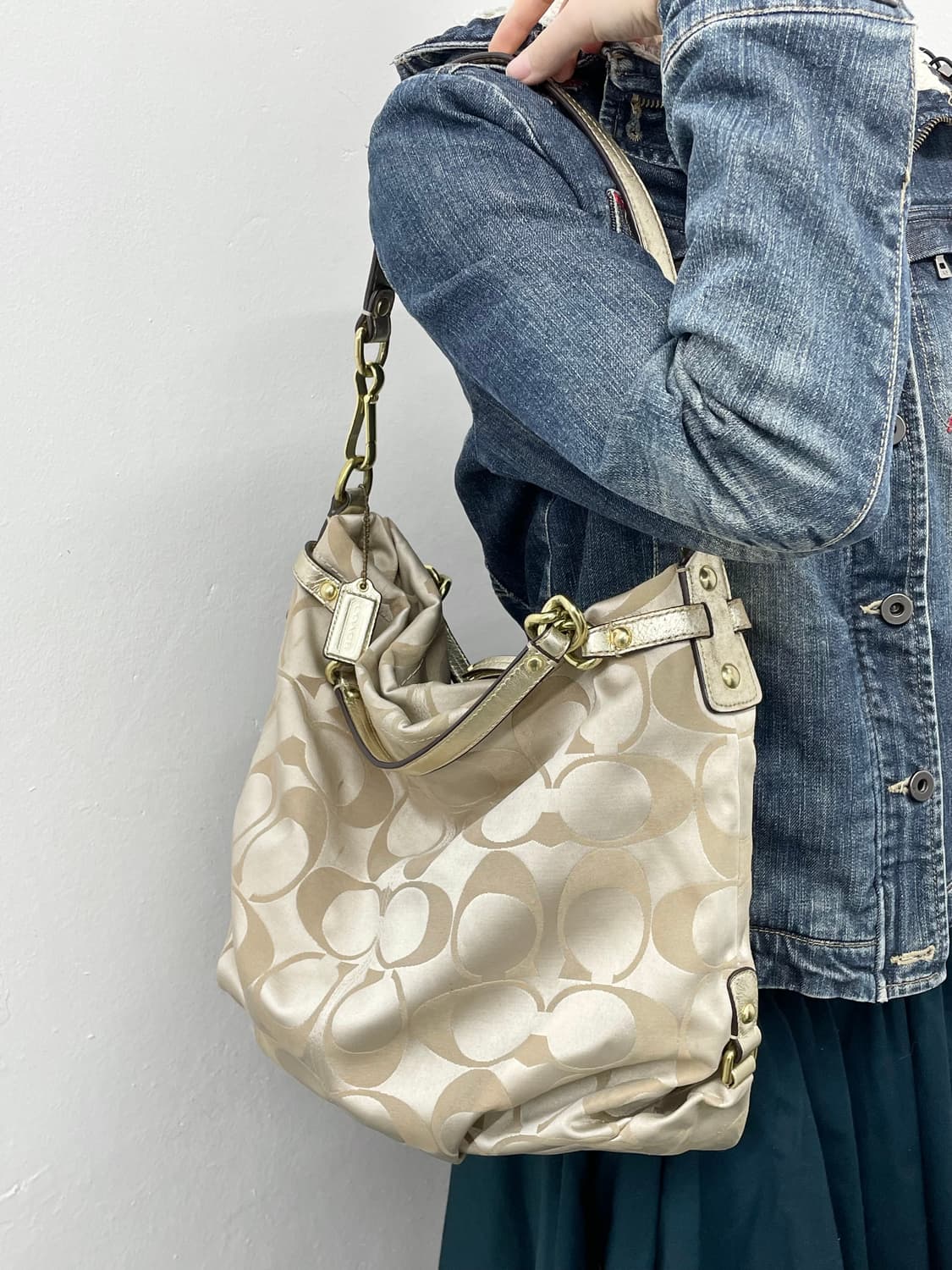 코치 자카드 2way 체인 호보백 상품이미지3