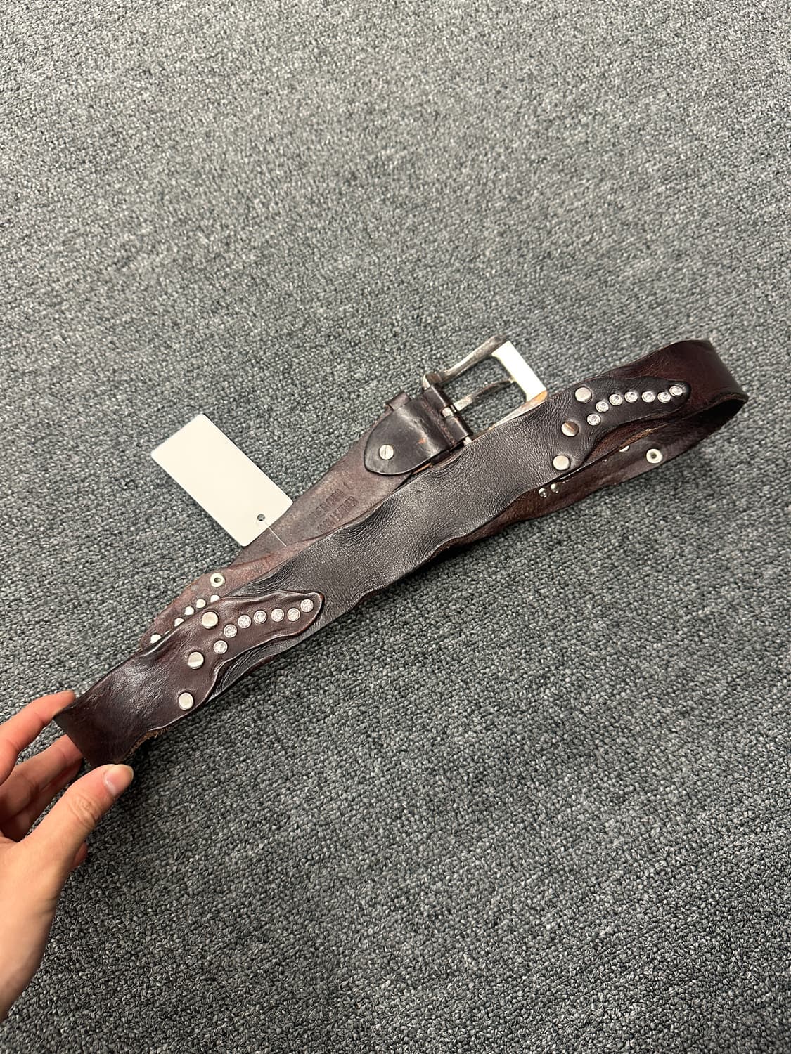 빈티지 웨스턴 큐빅 가죽벨트  상품이미지4