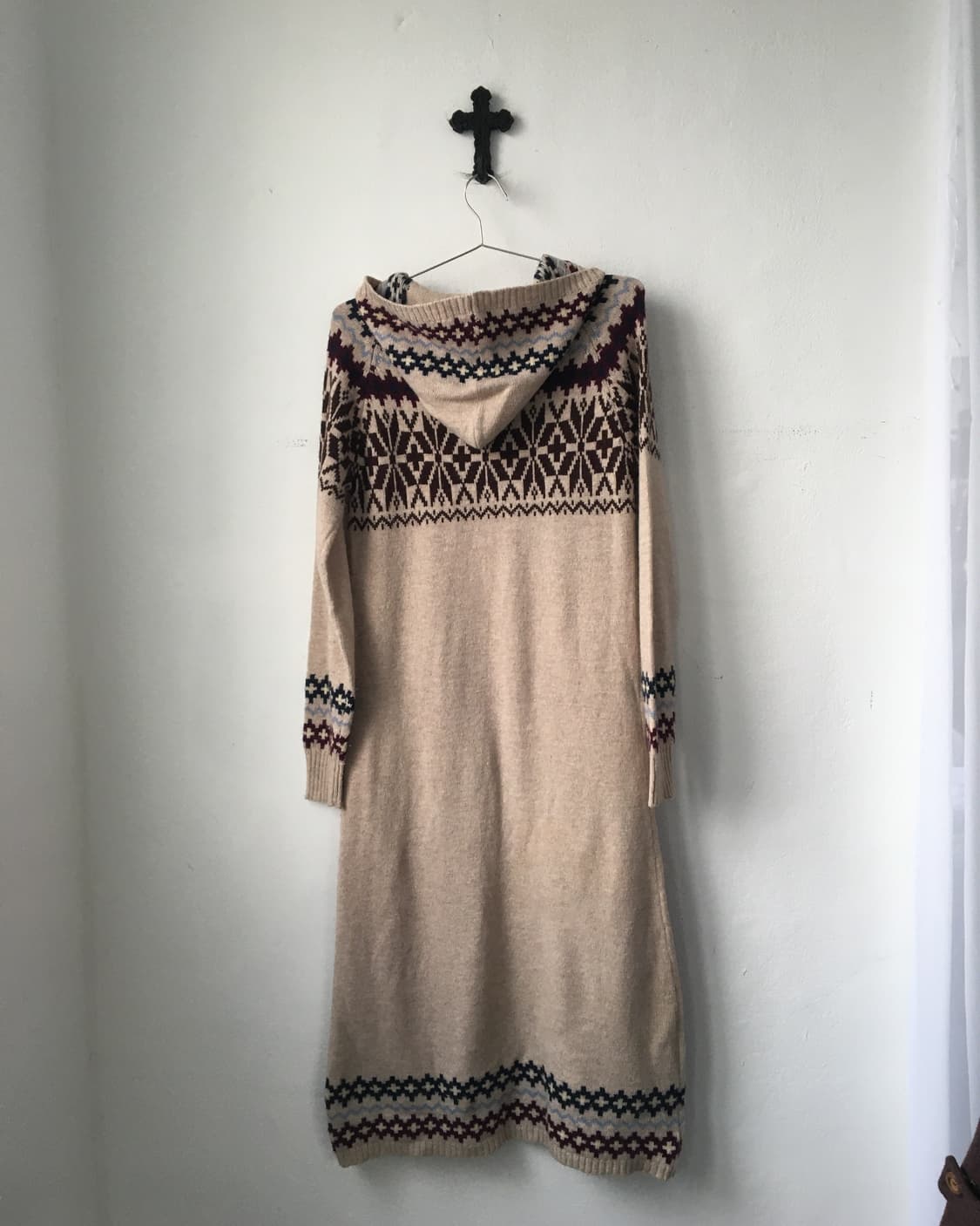 Nordic pattern hood knit onepiece 상품이미지3