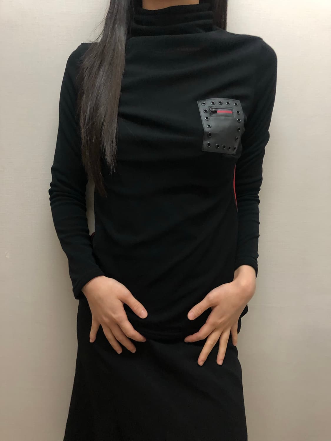 빈티지 블랙 펑크 하이넥 탑 상품이미지6