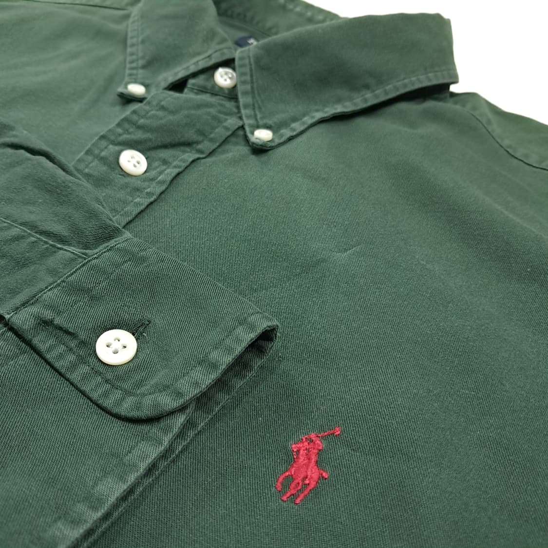 CK049 2XL 폴로 90s 헤비트윌 포레스트그린 셔츠 남방 상품이미지4