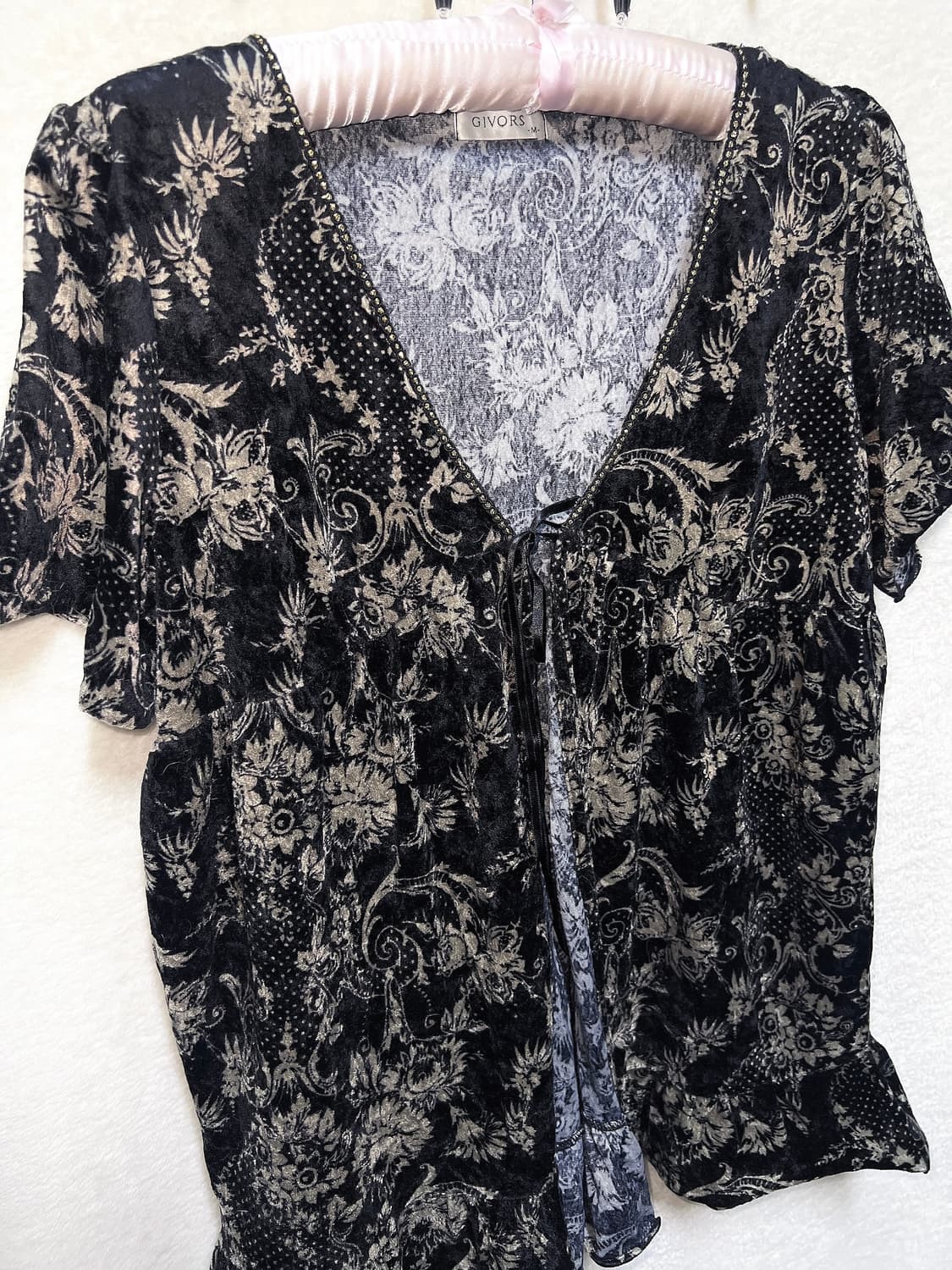 오리엔탈 페어리그런지 빈티지 플라워패턴 벨벳 로브가디건 핀터 고딕 고스 상품이미지9