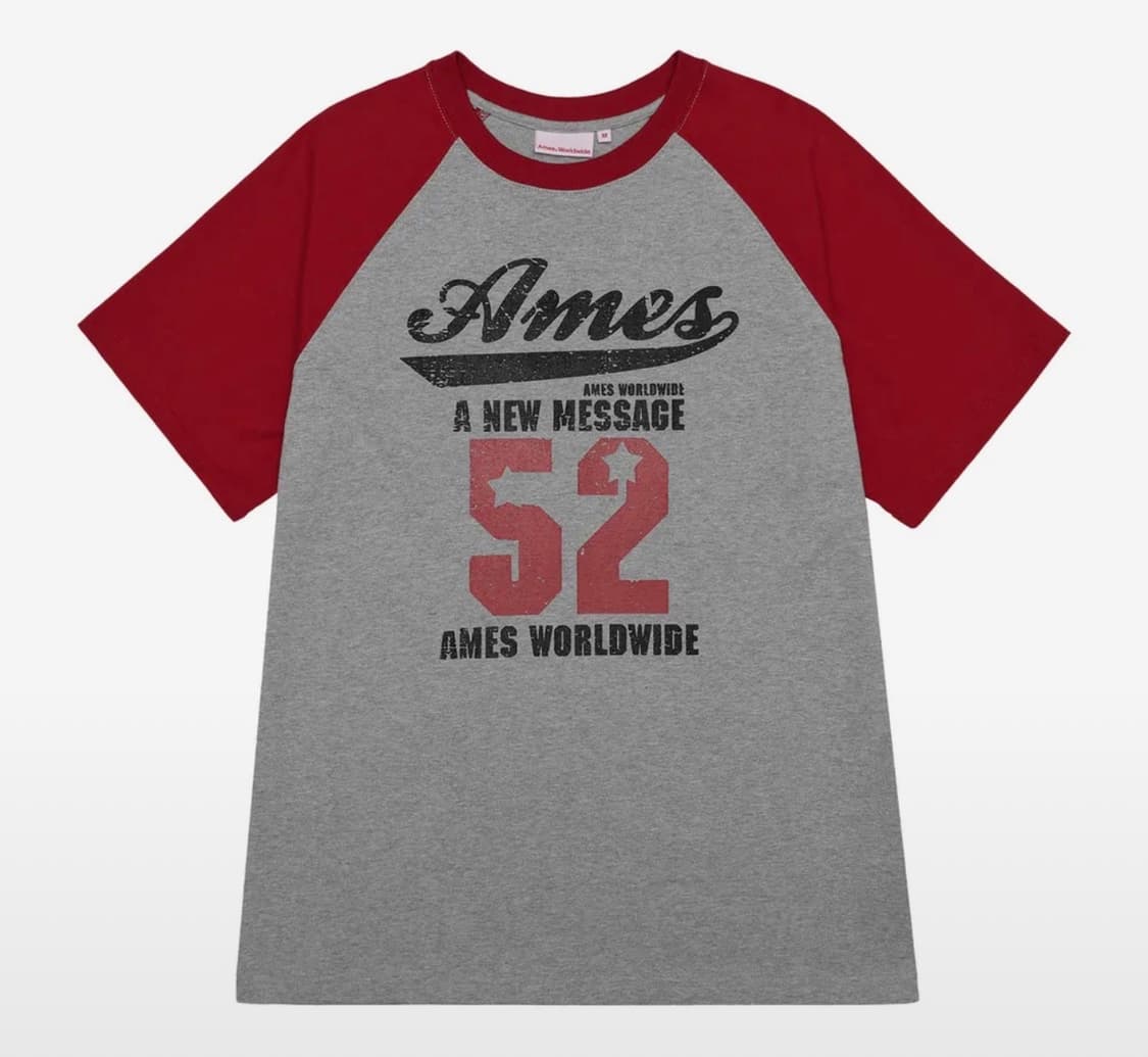 아메스 월드와이드 52 LOGO RAGLAN TEE RED 반팔티 상품이미지1