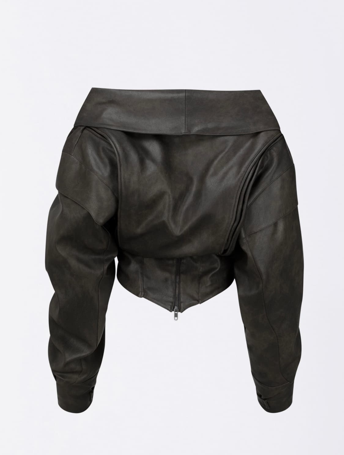 스컬프터 코르셋 다운 레더 자켓 브라운 상품이미지3