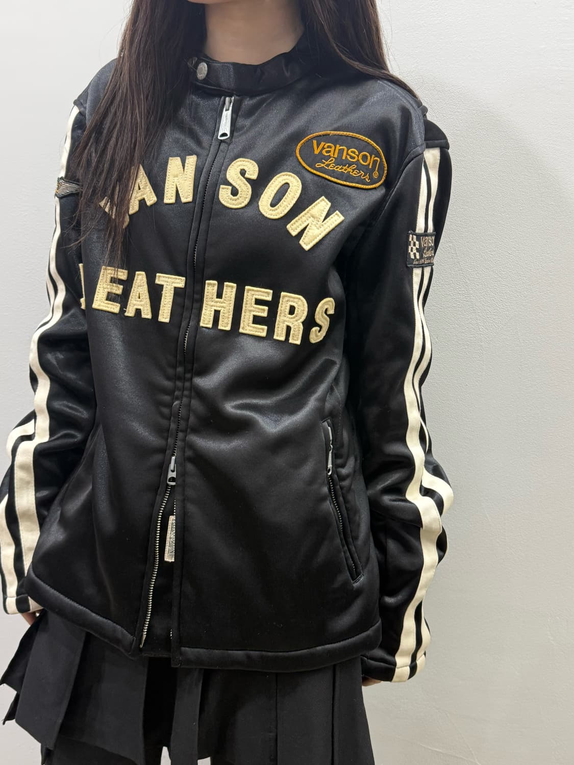 밴슨 로고 디테일 바이커 자켓 상품이미지2