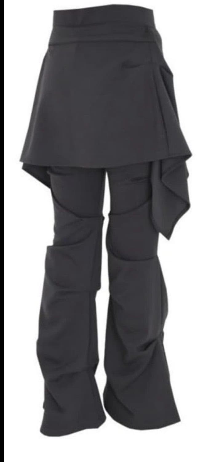 오호스 핀턱 랩스커트 팬츠 차콜 상품이미지1