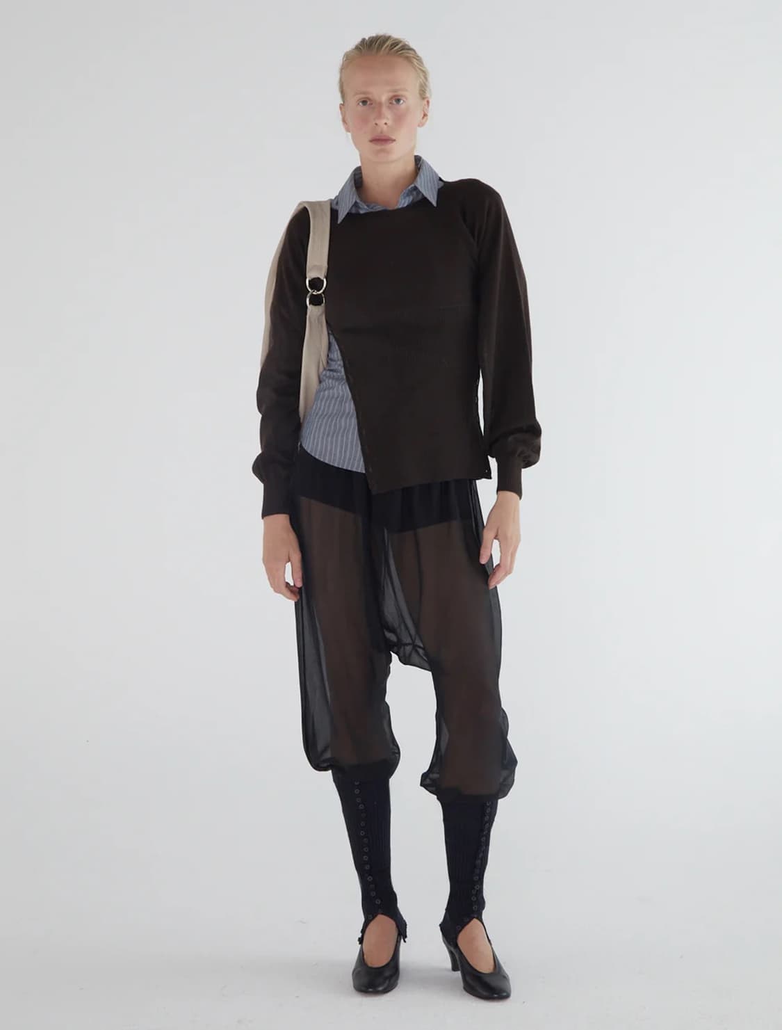 [S,M]팔로마울 Fa 버튼 니트/브라운 상품이미지5