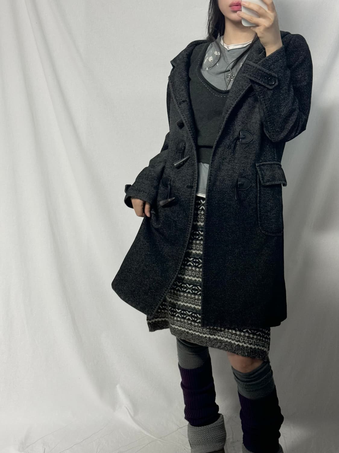 노르딕 패턴 니트 스커트 상품이미지6