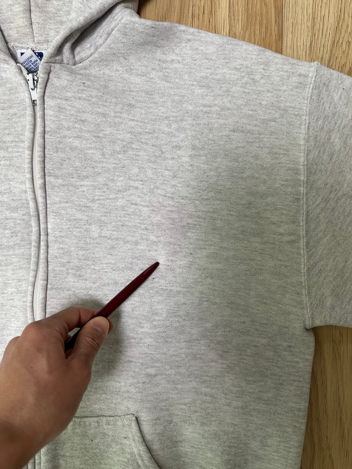 90s 빈티지 러셀 후드집업 밝은그레이 M USA 상품이미지7