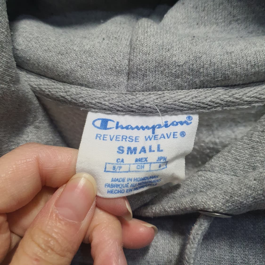 챔피온 기모 로고  회색 후드티   상품이미지5