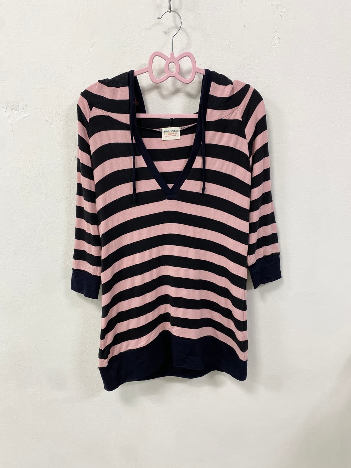 [PLAY] 갸루 핑크 스트라이프 후드 상품이미지6