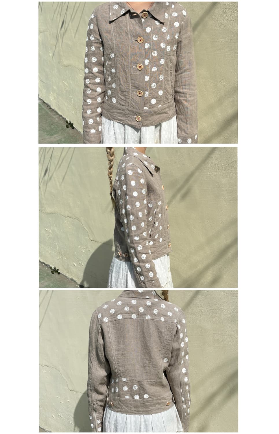 도트 프린팅 린넨 자켓 상품이미지8