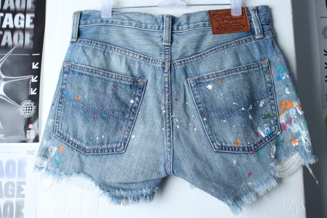 W(L-XL) 폴로 랄프로렌 반바지 팬츠 데님 찢청 페인팅-P9802 상품이미지3