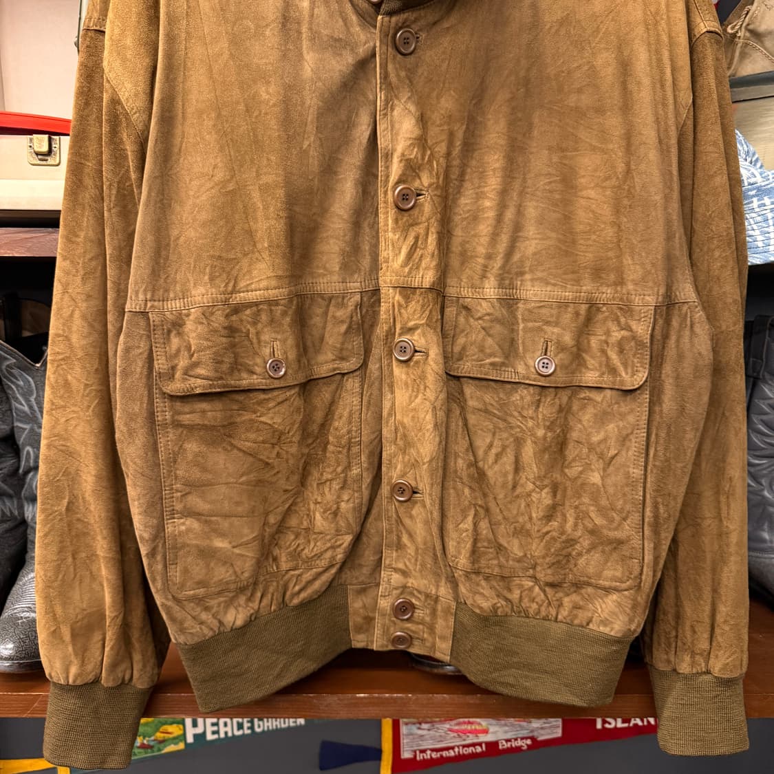 90s 스트리와 독일생산 리얼레더 스웨이드 블루종 자켓 N861   상품이미지4