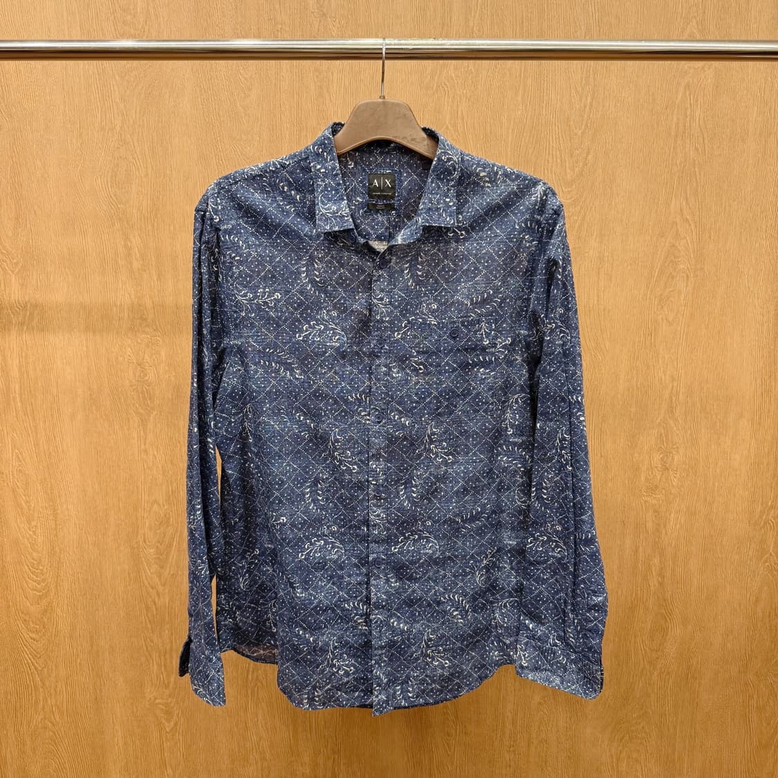 아르마니 익스체인지 패턴 셔츠 블라우스 페이즐리 프린트 디테일 네이비 상품이미지2