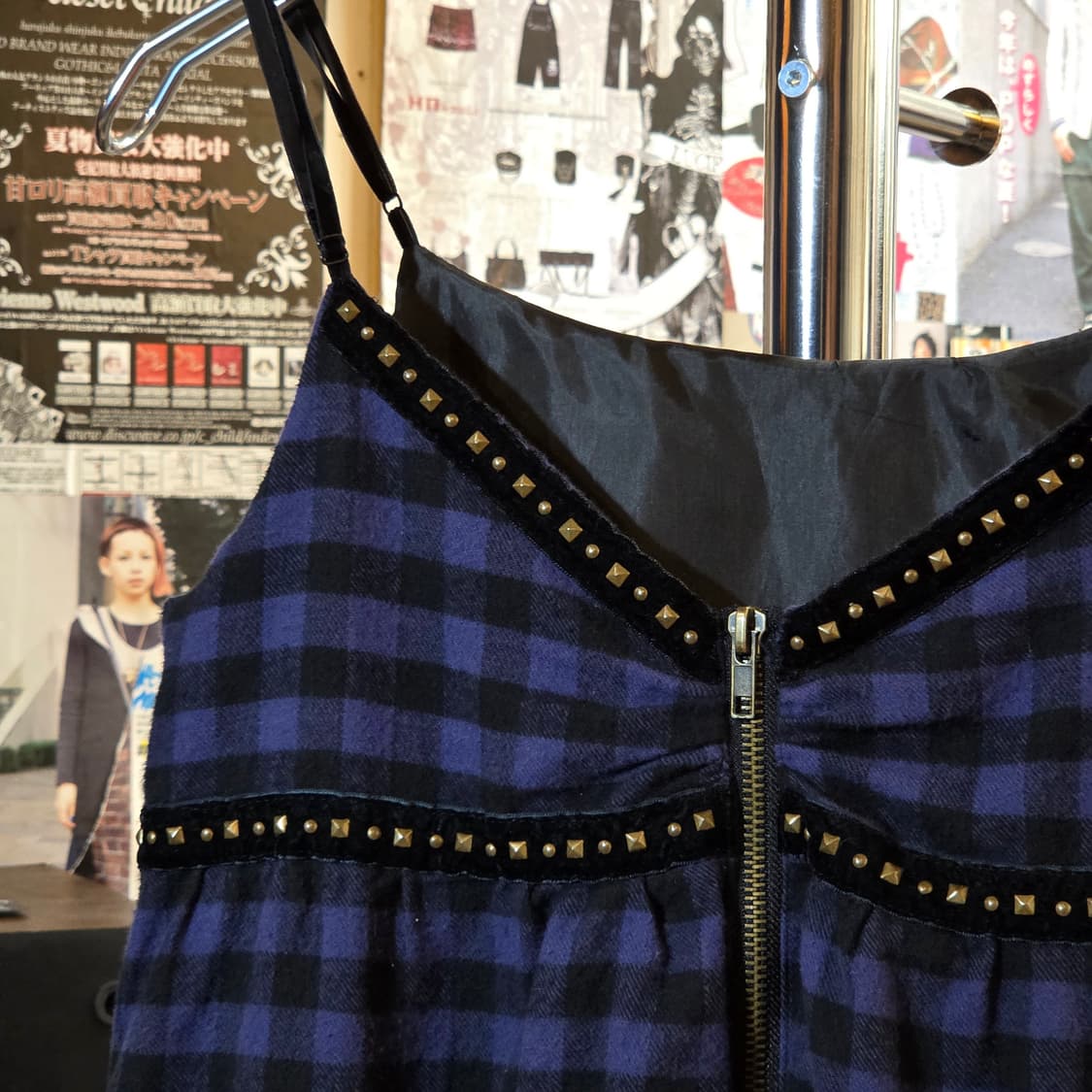 JPN 펑크 퍼플 체크 스터드 원피스 상품이미지2